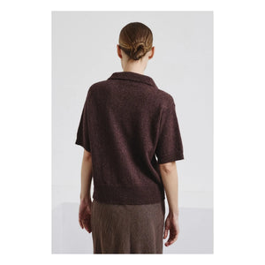 Pomandère - Polo-Pullover aus Baumwolle und Leinen | Dunkelbraun