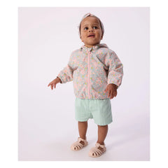 Petit Bateau - Floral Print Windbreaker Recycled Fiber Doll | Turquoise