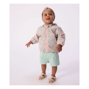 Petit Bateau - Floral Print Windbreaker Recycled Fiber Doll | Turquoise