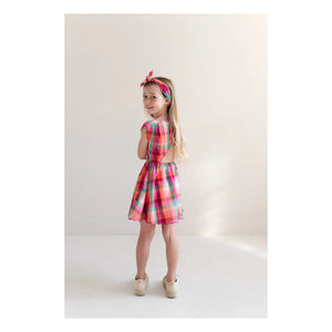 Jenest - Kiki Dress, Organic Cotton Checkered | Fuchsia