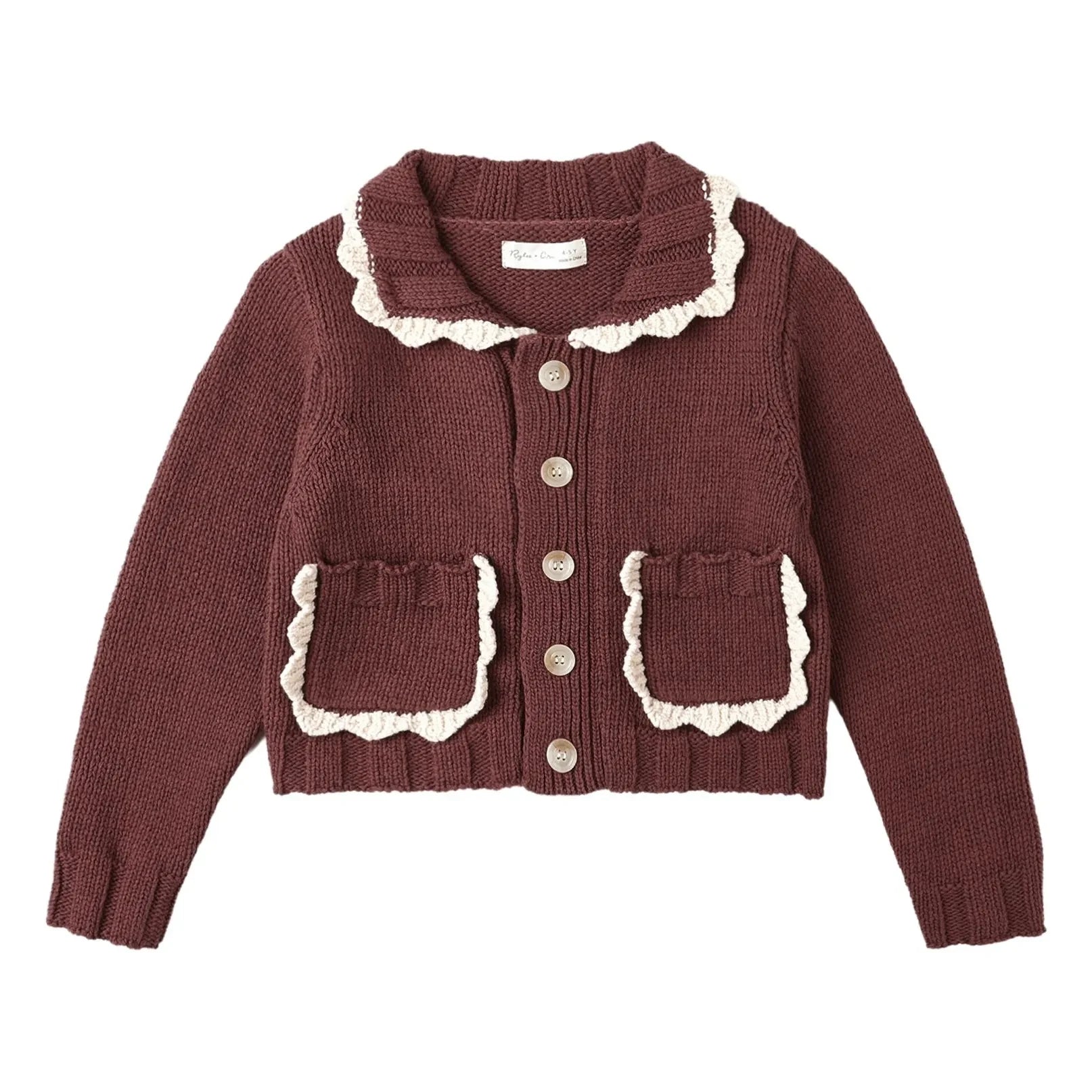 Rylee + Cru - Mini Strickjacke | Weinrot