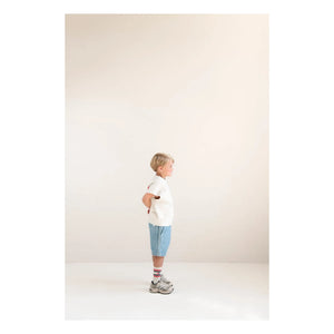 Jenest - Knox Gestreifte Bio-Baumwoll-Jeansshorts | Blau