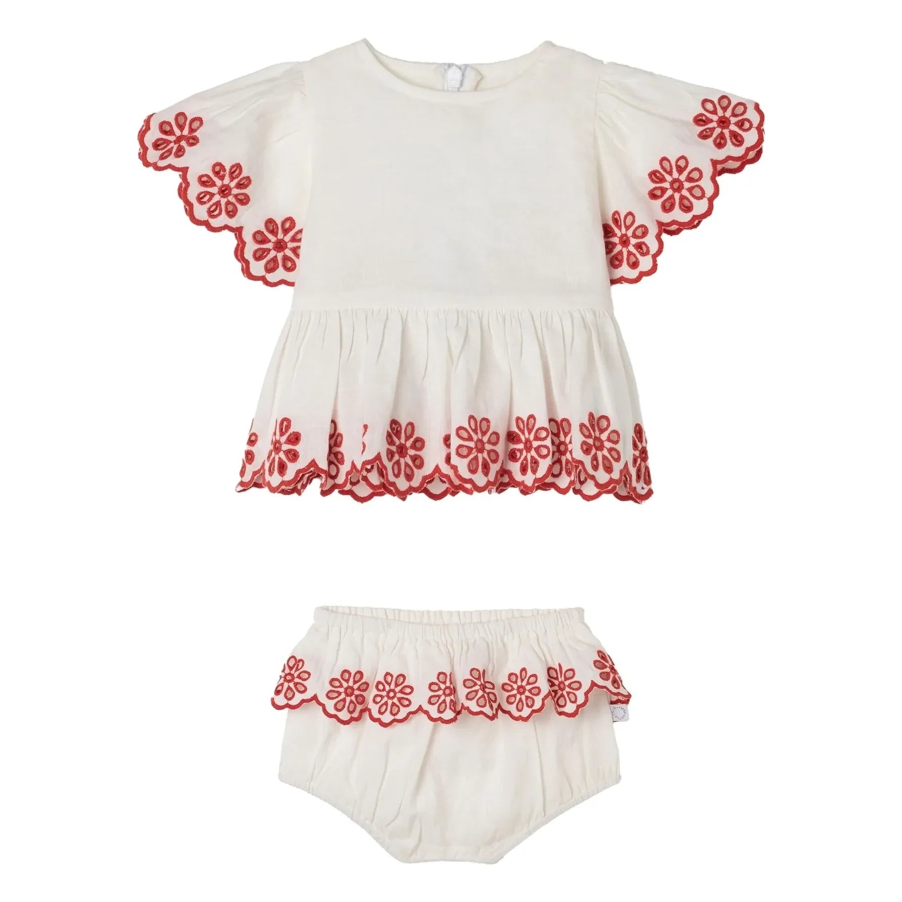 Stella McCartney Kids - Set aus Leinenstickerei-Top und Shorts | Elfenbein