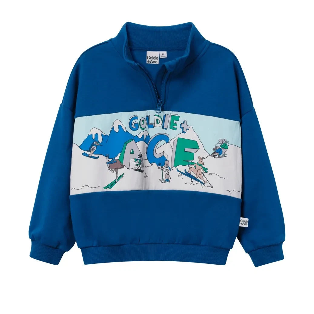 Goldie + Ace - Dağ Fermuarlı Sweatshirt | Mavi