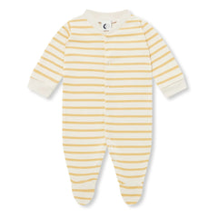 Sleepy Doe - Ayaklı organik pamuklu çizgili pijama | Sarı