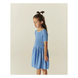 Copenhagen Colors - Pointelle Bio-Baumwoll-Netzkleid | Azurblau
