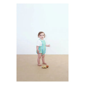 Tinycottons - Keten çizgili tulum | Yeşil