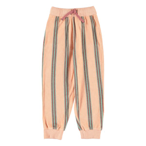 Piupiuchick - Organik pamuklu havlu kumaş çizgili jogger pantolon | Pembe