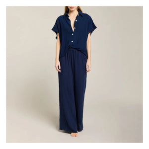 Maison Saint Julien – Sparta Baumwoll-Musselin-Hose | Marineblau