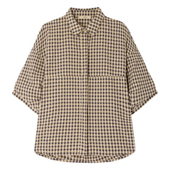 Sessùn - Florentina Cotton Checkered Shirt | Sand