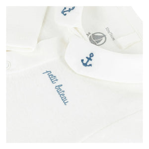 Petit Bateau - Organic Cotton Embroidered Collar Bodysuit | Blue