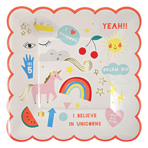 Meri Meri - I Believe in Unicorns küçük tabaklar - 8'li Set