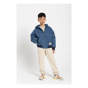 Hundred Pieces - Kapuzenjacke aus mattem Denim | Denim-Blau