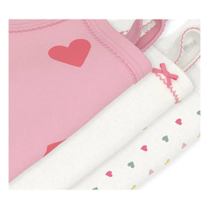 Petit Bateau - 3’lü Organik Pamuk Kalp Askılı Body Seti | Pembe