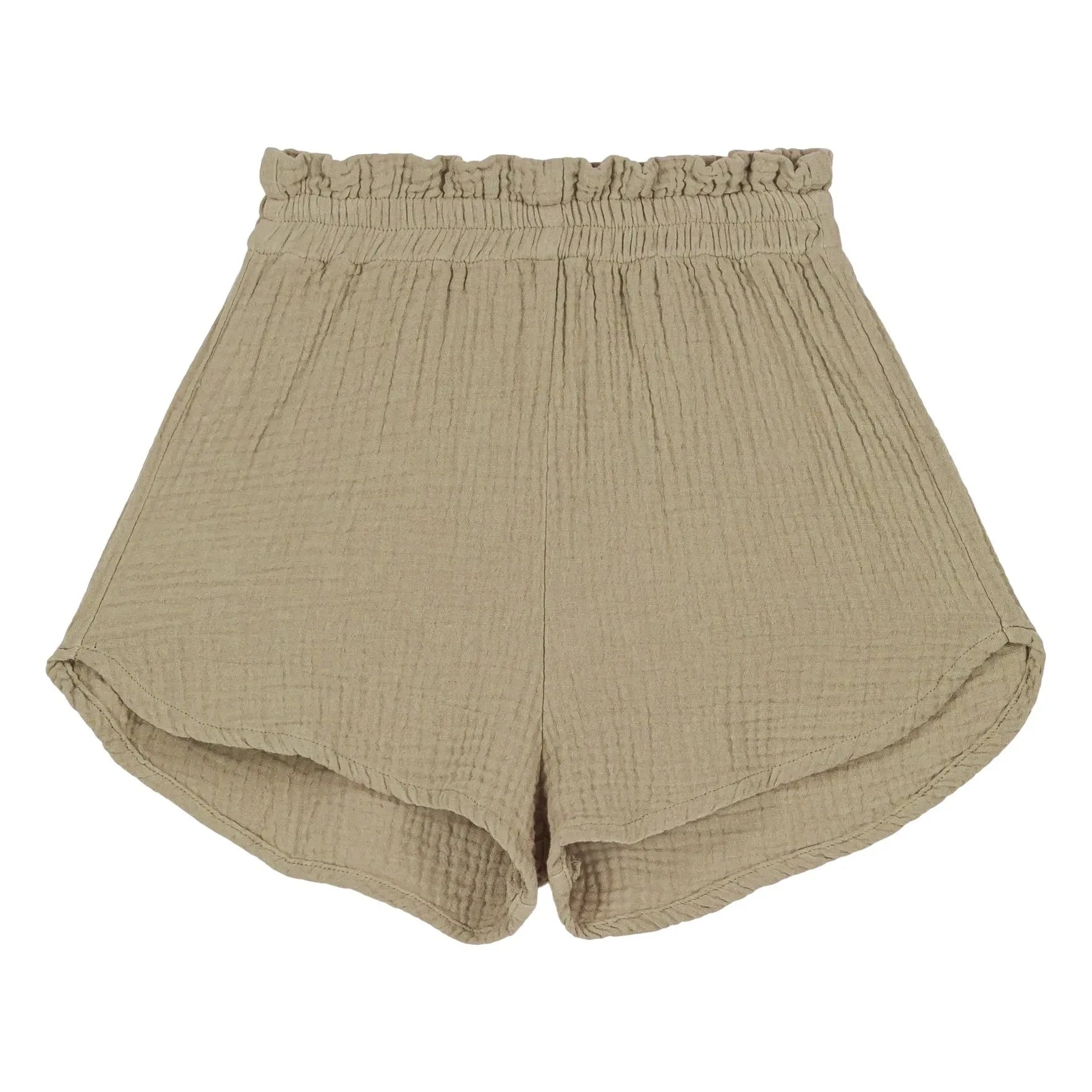 Studio Bohème - Georgette Waffel-Shorts aus Bio-Baumwollgaze | Hell Khaki