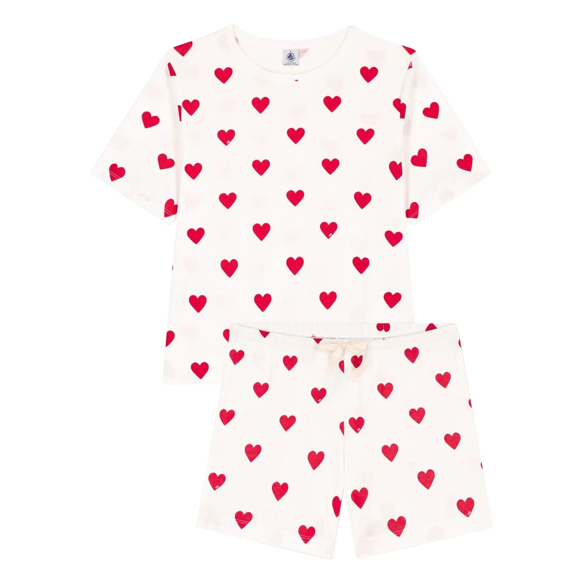 Petit Bateau – Schlafshorts mit Herzchen – Damenkollektion | Weiß