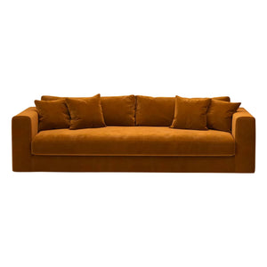 Panac Edition - Bellechasse kadife fırçalanmış 3 kişilik hafif kanepe - 240 cm | Cognac