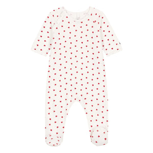 Petit Bateau - Pyjamas Dors Bien Cœurs Kadife Organik Pamuk | Beyaz