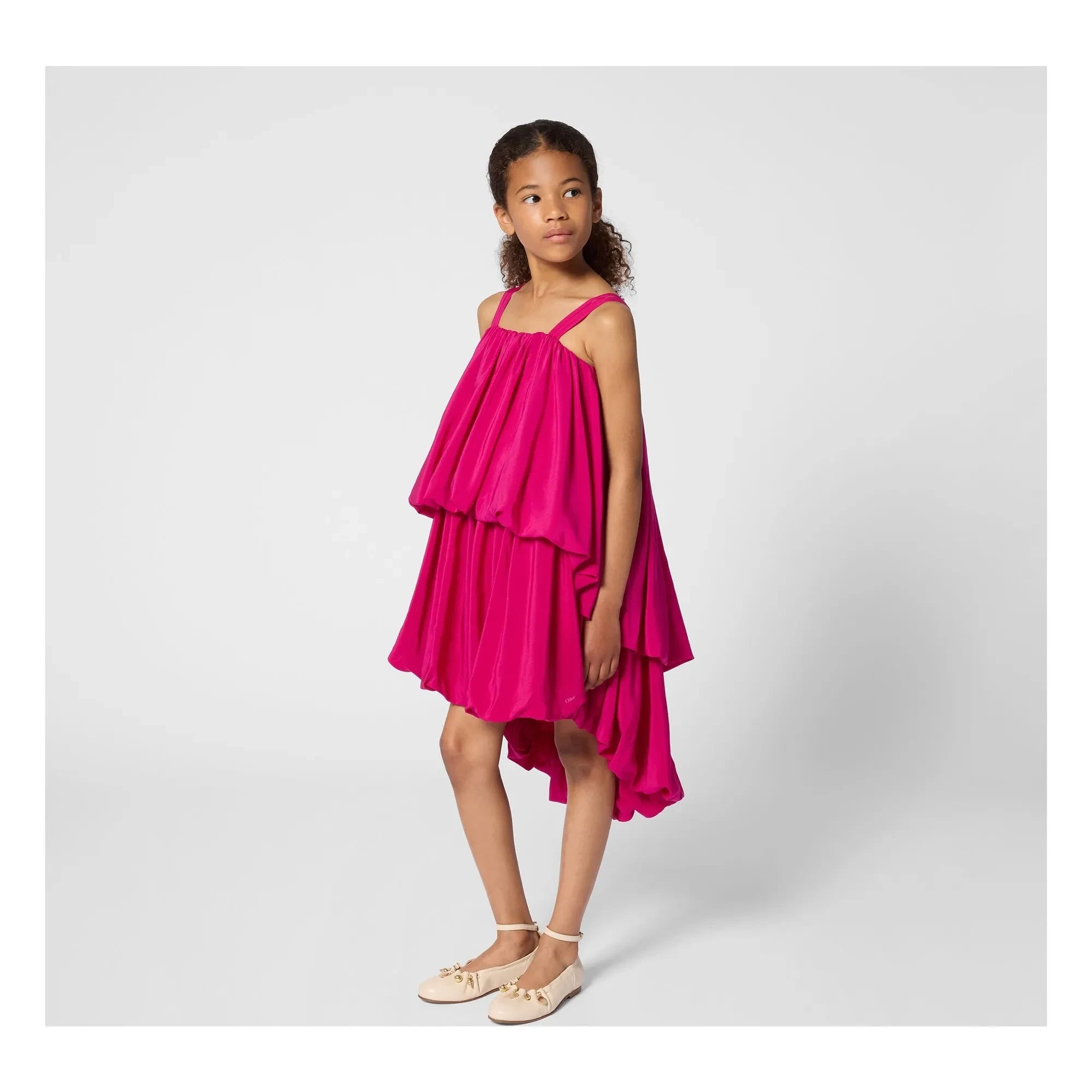 Chloé - Satiniertes Crêpe-Ballonkleid | Fuchsia