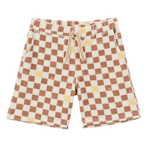 Arsène et Les Pipelettes - Damier Terry Bermuda Shorts | Brown