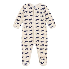Petit Bateau - Velour Whale Sleepsuit | Gray Melange