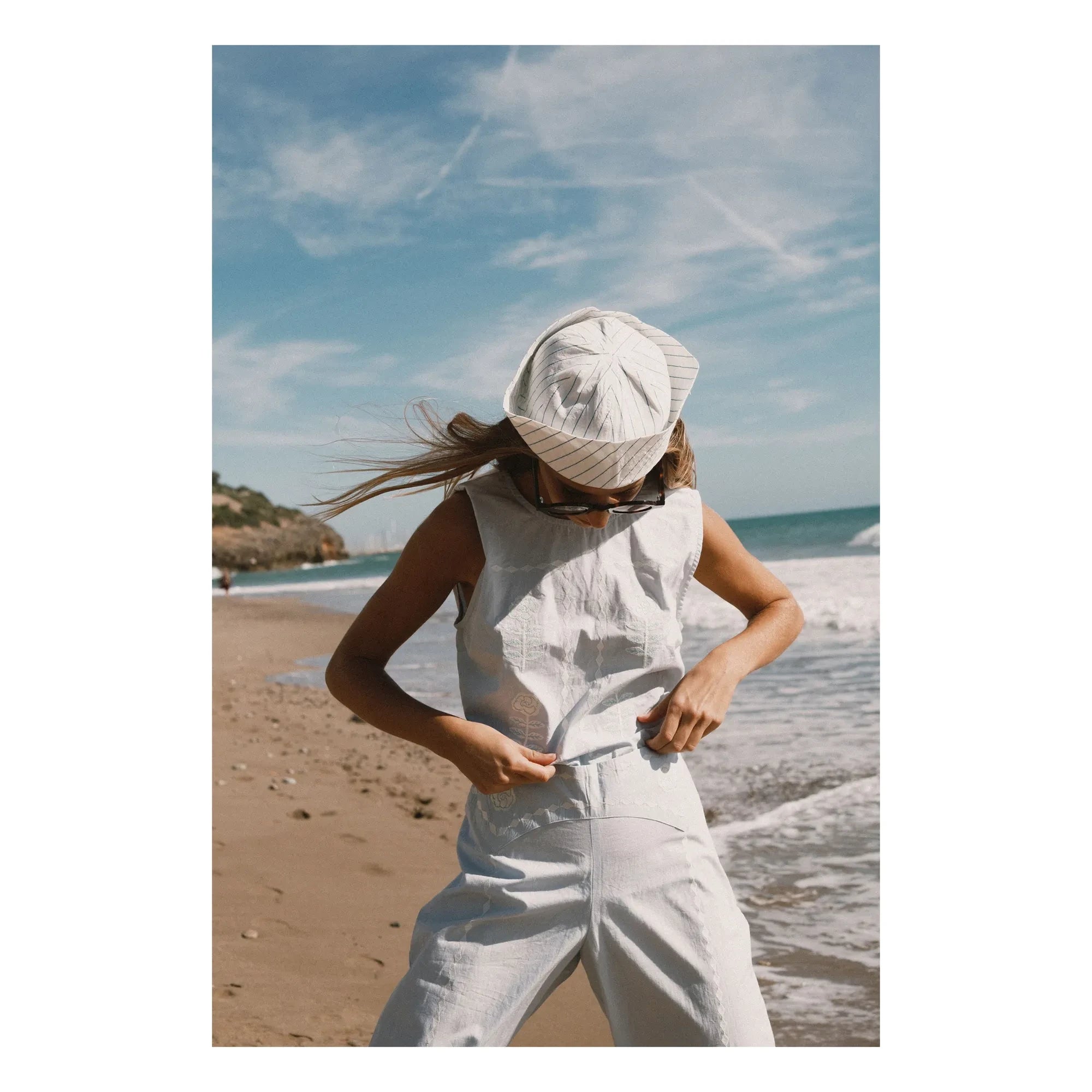 The Tiny Big Sister - Leinen- und baumwollbestickte Bluse | Blau