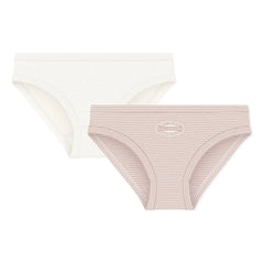 Petit Bateau - 2'li Çizgili Organik Pamuklu Külot Seti | Toz Pembe