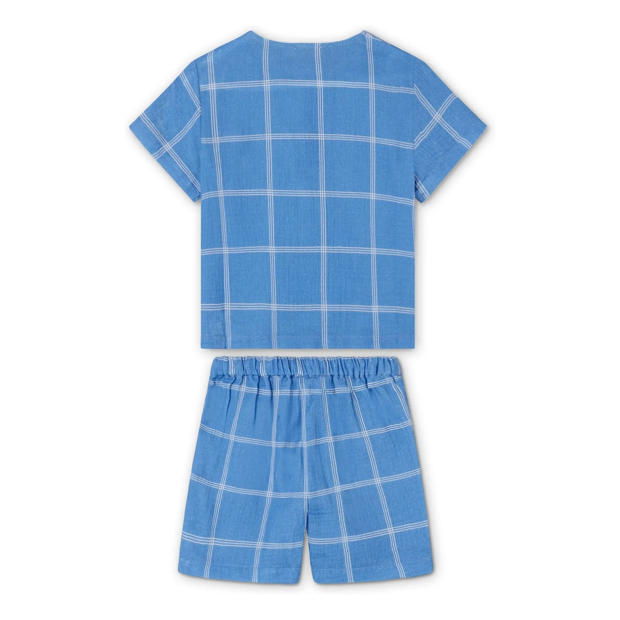 Fliink - kariertes Cha Cha Shorts- und T-Shirt-Set | Blau