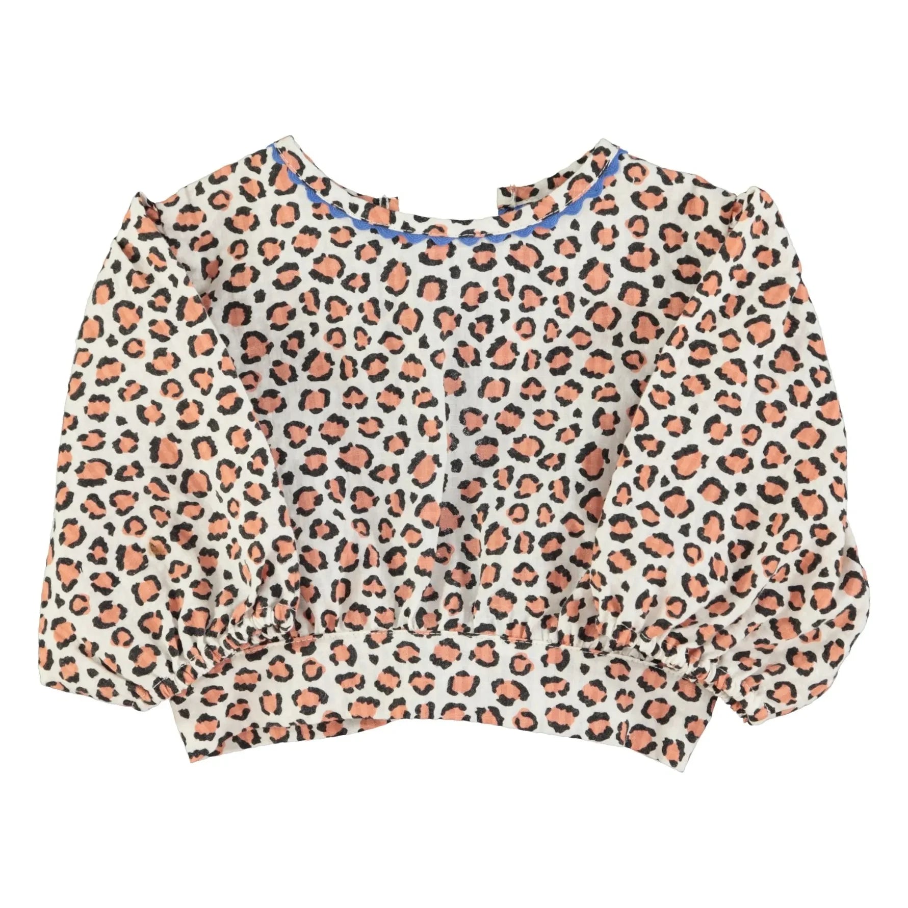 Piupiuchick - Organik Pamuk Leopar Crop Bluz | Ekru