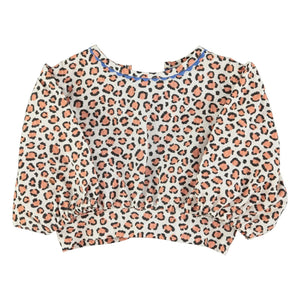 Piupiuchick - Organik Pamuk Leopar Crop Bluz | Ekru