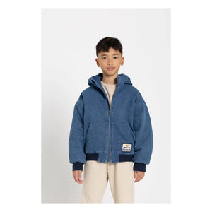 Hundred Pieces - Kapuzenjacke aus mattem Denim | Denim-Blau