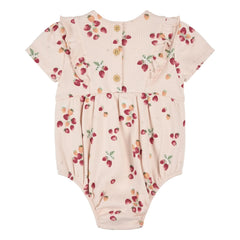Petit Lem - Organic Cotton Romper with Floral Print Ribbed | Pink