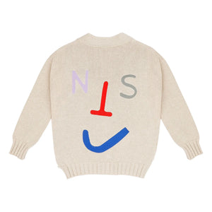 Jenest - Face organic cotton cardigan | Sand