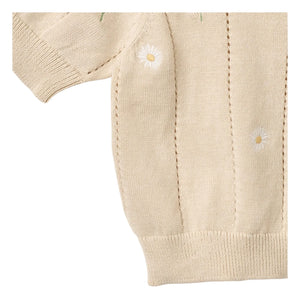 Wheat - Malvina Bio Baumwolle Geblümter Baby Kurzarm-Pullover | Ecru
