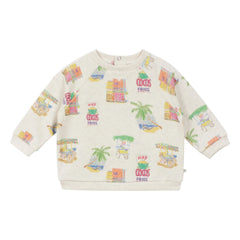 Arsène et Les Pipelettes - Organic Cotton Baby Palm Sweatshirt | Heather Beige