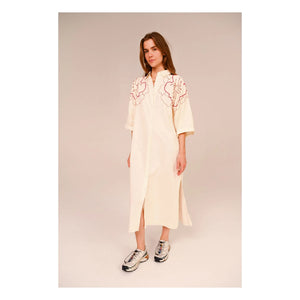 Sacrécoeur - Lou Pivoine Besticktes Baumwoll-Voile-Kleid | Weiß