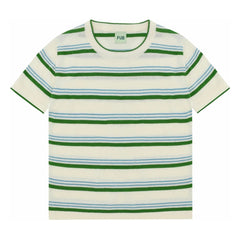 FUB - Striped T-Shirt Extra Thin Mesh Organic Cotton | Green