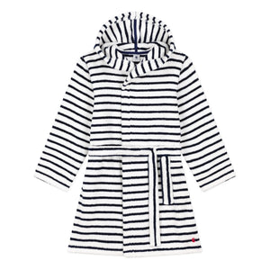 Petit Bateau - Gestreifter Frottierbademantel | Marineblau