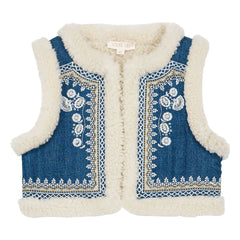 Louise Misha - Reversible Sleeveless Faux Fur Jacket Librana | Denim Blue