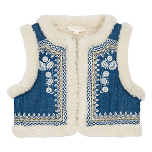 Louise Misha - Reversible Sleeveless Faux Fur Jacket Librana | Denim Blue