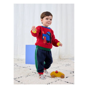 Bobo Choses - Colorblock Organik Pamuklu Köpek Kazak Bebek | Kırmızı