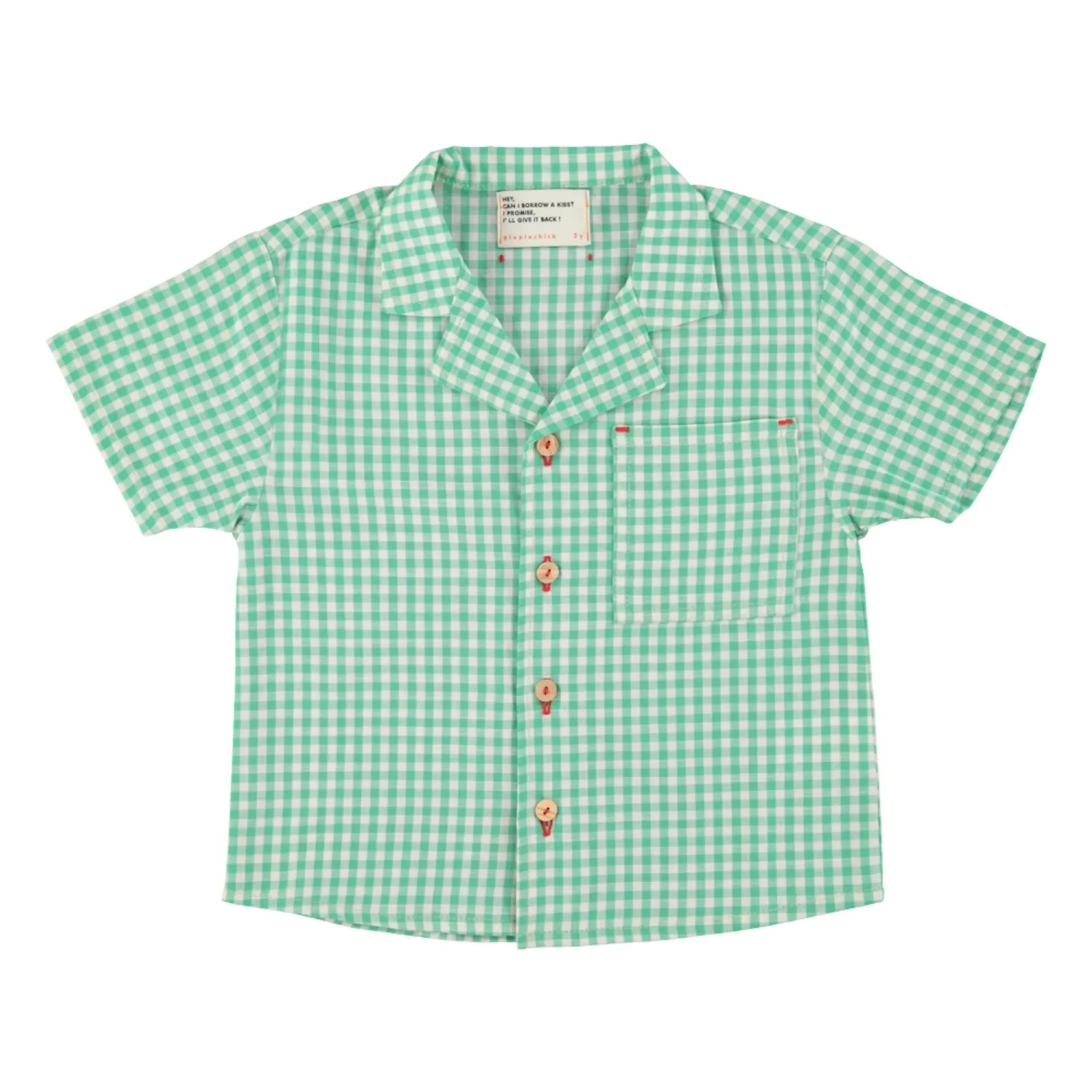 Piupiuchick - Bio-Baumwoll-Gingham-Hemd | Türkis