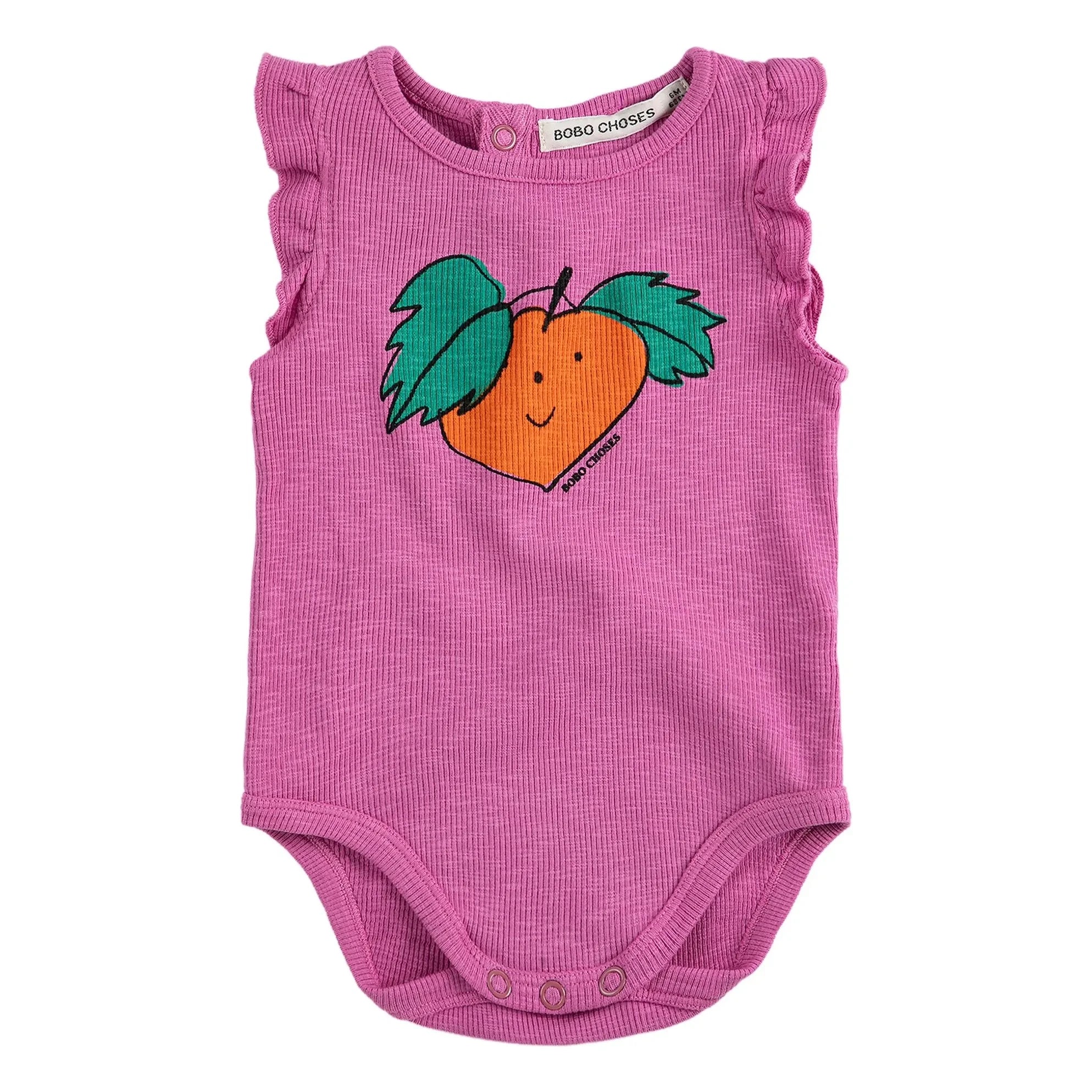 Bobo Choses - Turuncu organik pamuklu fırfırlı body | Mor