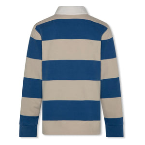 AO76 - Davey Gestreiftes Polo-Sweatshirt aus recycelter Baumwolle | Blau