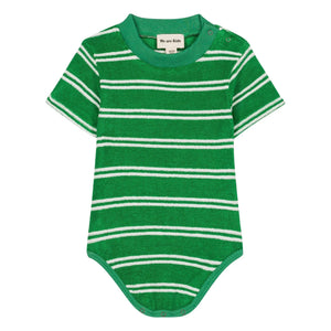 We Are Kids - Striped Organic Cotton Short Sleeve Bodysuit | Green