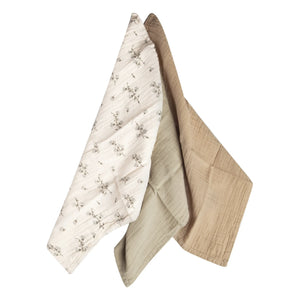 garbo&friends - Cotton Muslin Swaddle Bluebell - Set of 3 | Cream