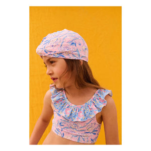 Louise Misha - Abina Floral Pattern Bath Towel Made from Recycled Fibers | Blue