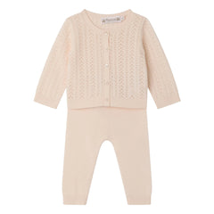 Bonpoint – Strickjacke und Leggings-Set aus Bio-Baumwolle | Puderrosa