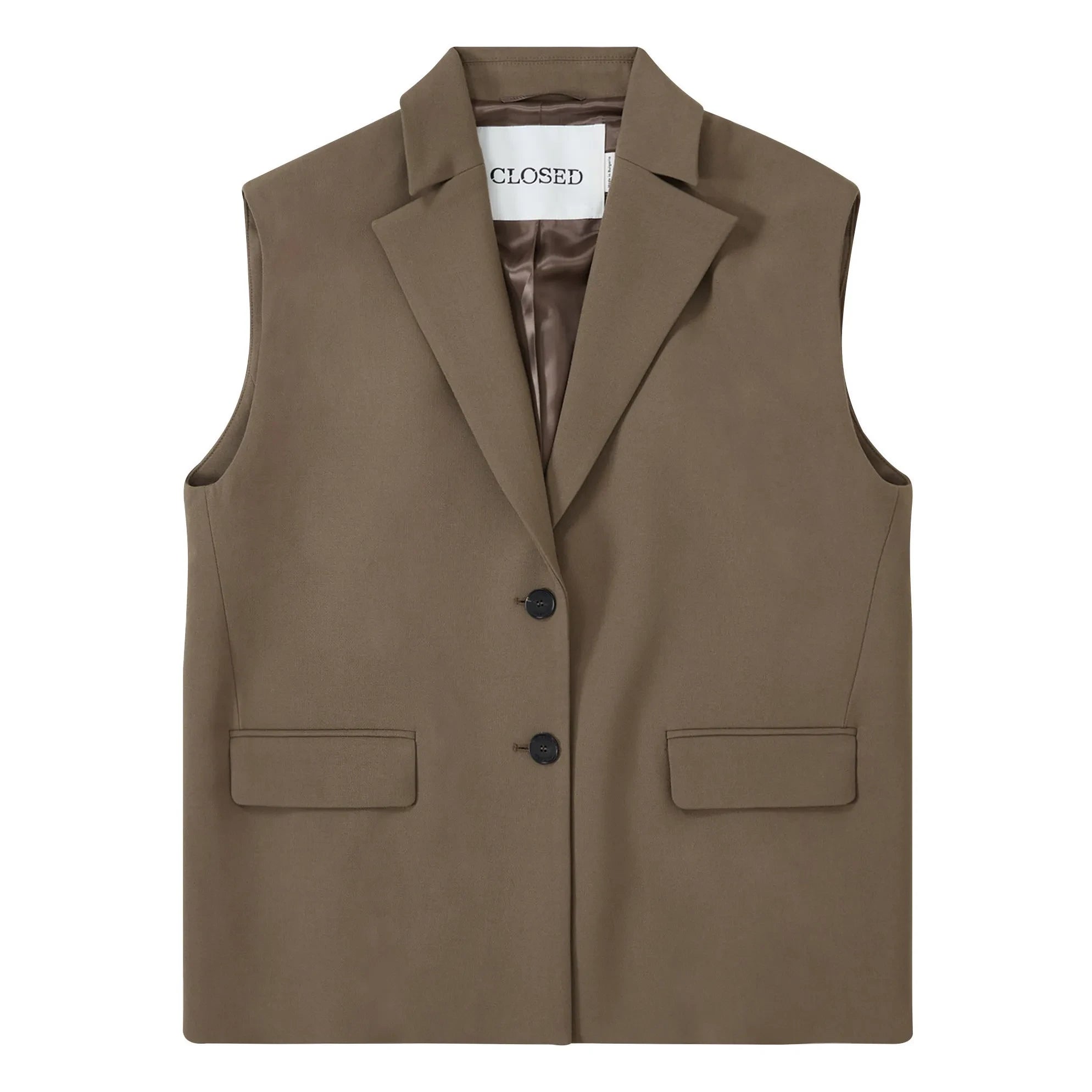 Geschlossen – Ärmelloser Blazer | Khaki