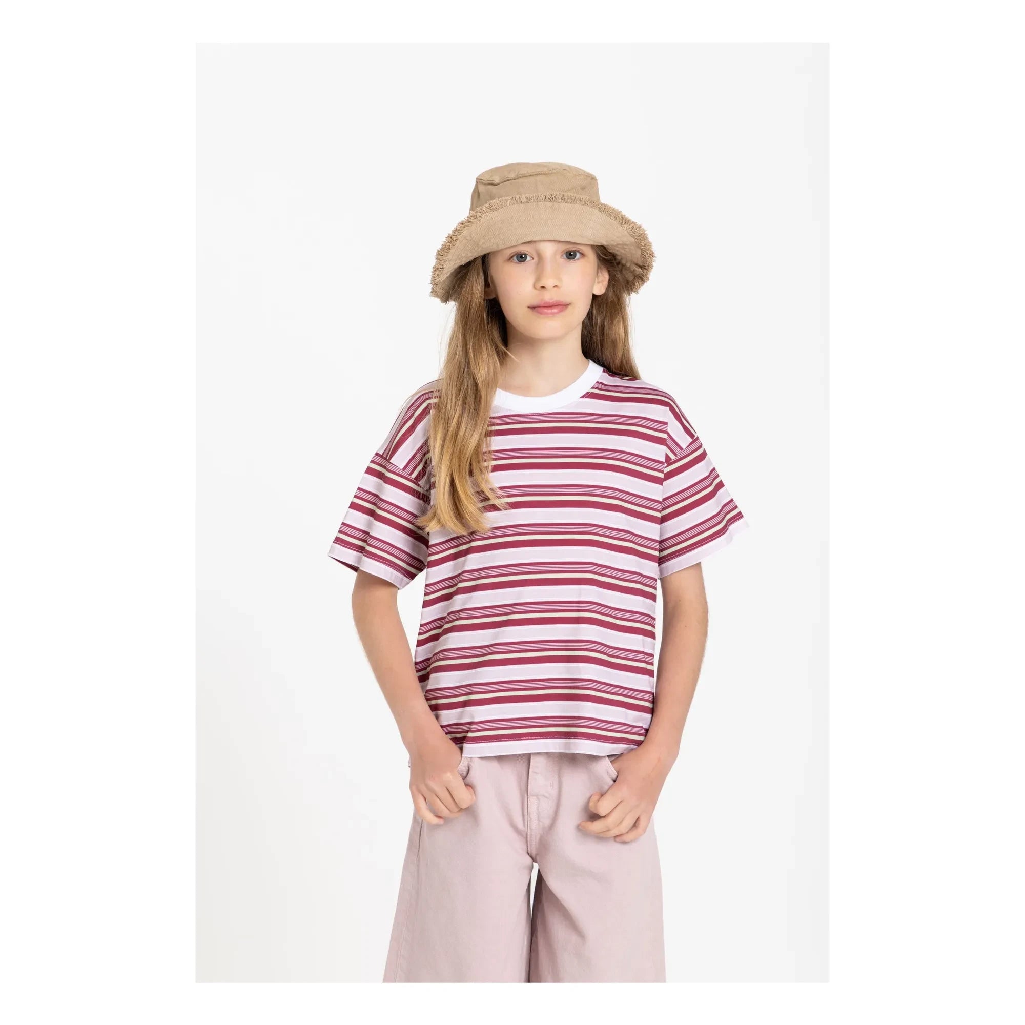Smallable Kid - Liv Gestreiftes T-Shirt aus Bio-Baumwolle | Kirschrot